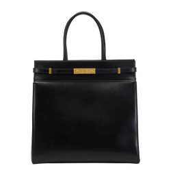 Large Manhattan Tote, Leather, Black, 0828, DB, 3*